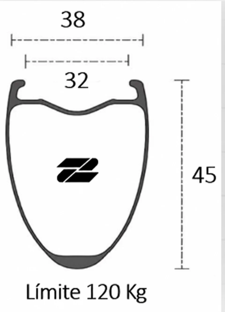 Corte del aro WOLFENTURE 45: 38 mm exteriores, 32 mm interiores, 45 mm de perfil y límite de 120 kg