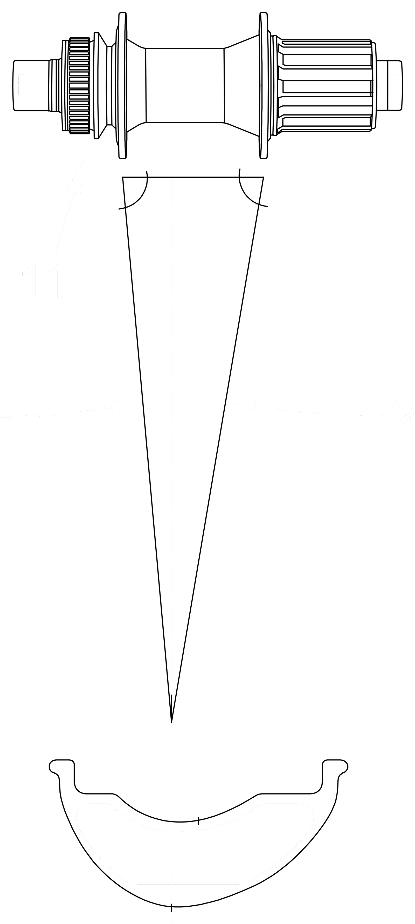 Sección ilustrativa de una geometría de aro convencional